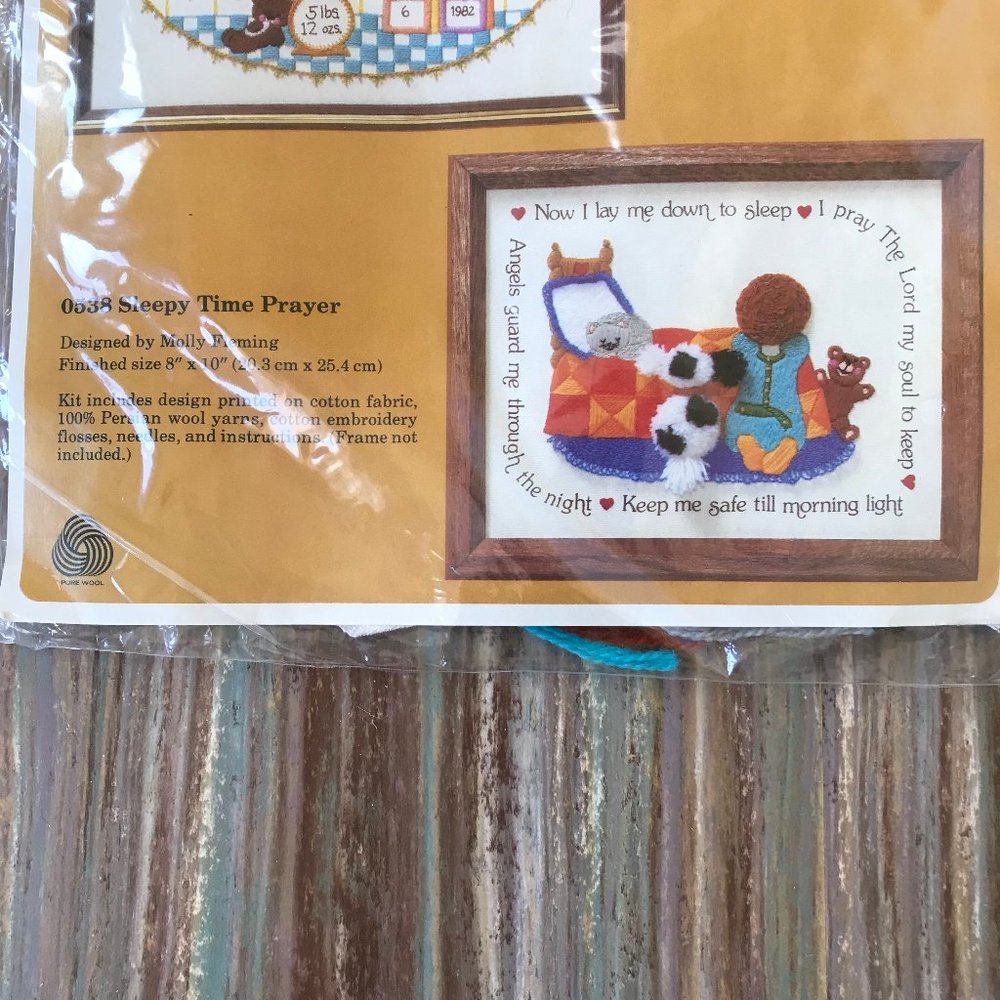 Creative Circle Sleepy Time Prayer Crewel Embroidery Kit 0538 Vintage 1984
